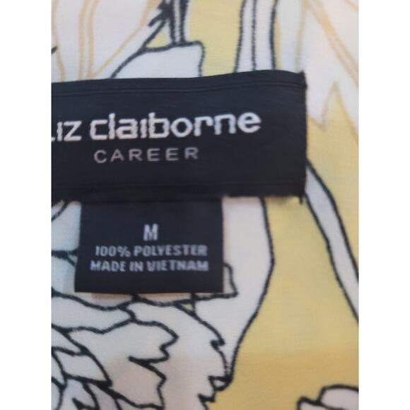 Liz Claiborne Blouse Yellow/Black/White Sleeveless V Neck Sz M - Picture 6 of 6